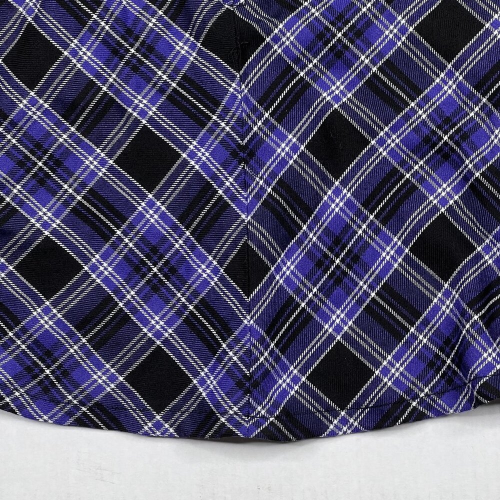 Royal Bones Daang Goodman Tripp Purple Plaid Skirtall Overalls Dress Sz L - NWOT - Picture 6 of 8